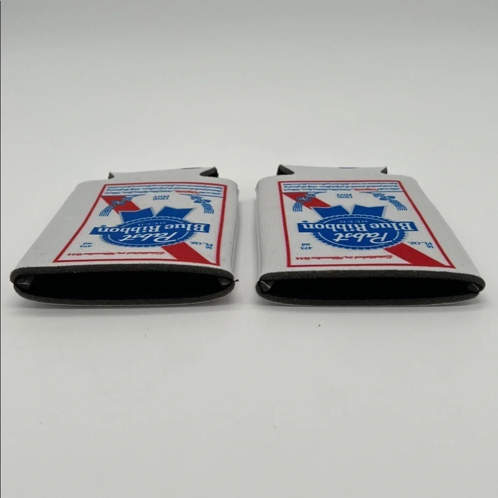 New Pabst Blue Ribbon 16oz PBR Beer Can Wrap Coolers Koozies Hughies (Set of 2)